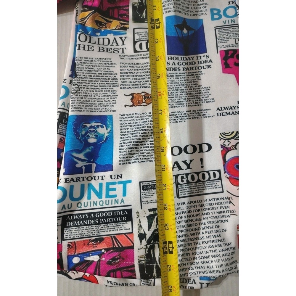 Touch Me Newspaper Print Blazer Women's Jacket Sz Large Padded Shoulder‎ Stretch - Picture 7 of 10